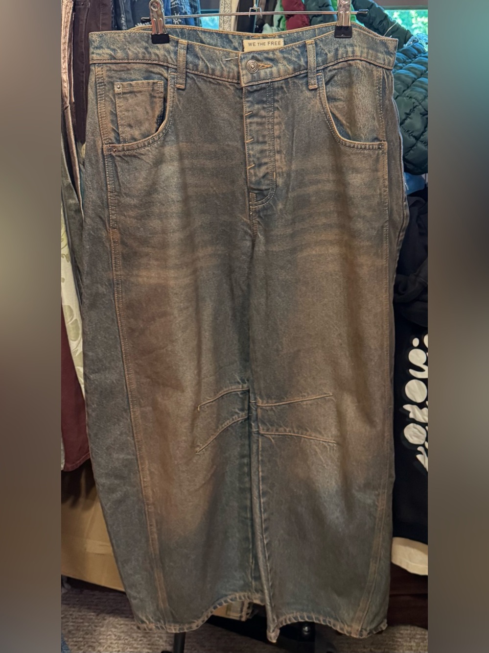 NWOT Free People We The Free Good Luck Mid-Rise Barrel Jeans - Lost Desert - 28 - Picture 11 of 13